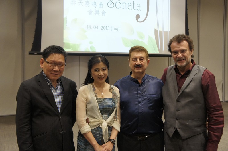 (From left to right) Professor Gilbert Fong, Provost, Dr Cheng Wei, Professor Vadim Mazo and Professor Stephen D Press